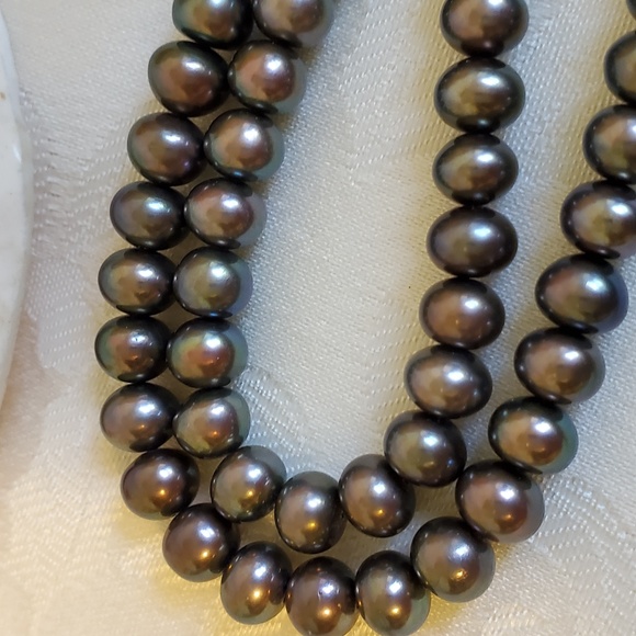 Silver Freshwater Double Strand Peal Necklace - Picture 2 of 7